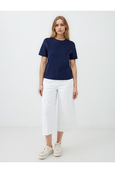 Jimmy Key Navy Blue 100% Cotton Crew Neck Short Sleeve Knitted T-Shirt