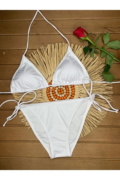 XORVİO Women's Lycra Flexible Side and Neck Tie Stylish Drawstring Triangle Bikini Set