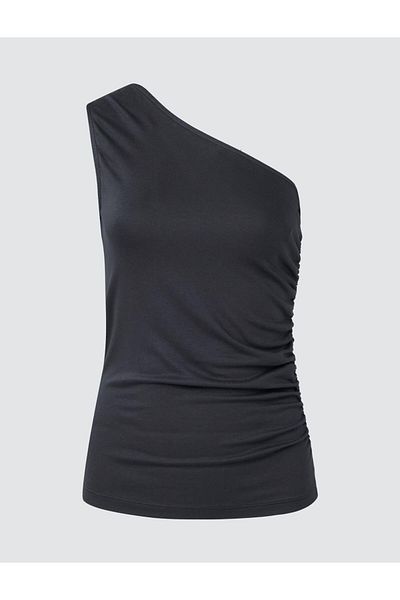 Jimmy Key Gray Slim Fit Asymmetrical Collar Knitted Blouse