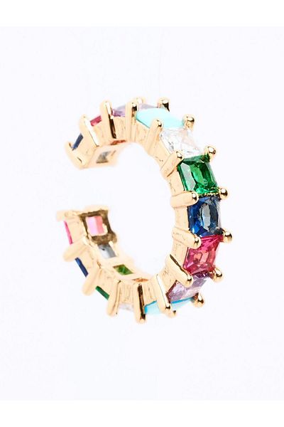 Jimmy Key Mixed Row Shiny Stone Detailed Cartilage Earring