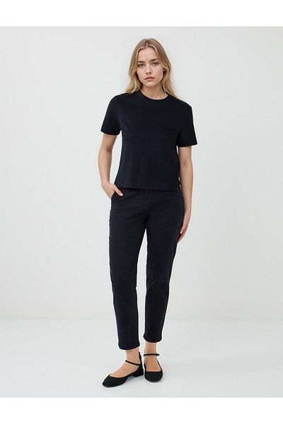 Jimmy Key Black 100% Cotton Short Sleeve Basic Knitted T-Shirt