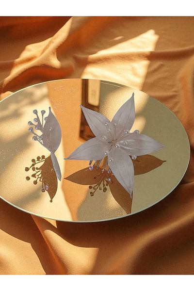 Mirnova Flower Model Bridal Barrette and Groom Boutonniere - Floral Bridal Barrette - Comb Barrette - Hair Accessory