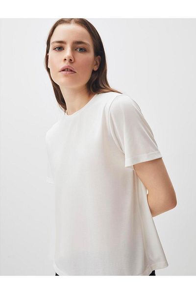 Jimmy Key White Straight Cut Crew Neck Short Sleeve Basic T-Shirt