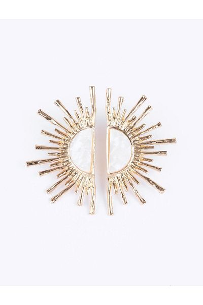 Jimmy Key Gold Color Sun Shaped Sparkling Earrings
