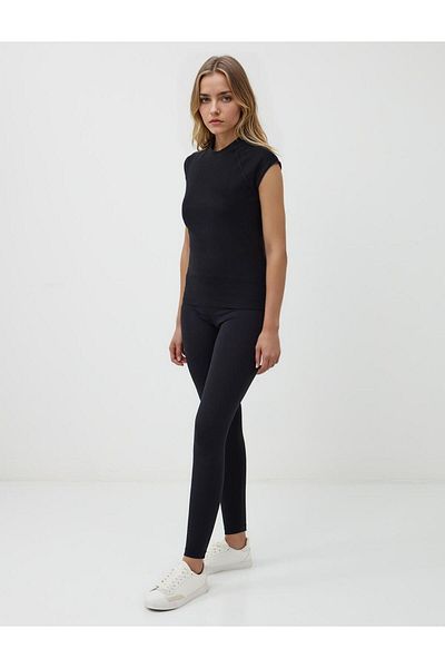 Jimmy Key Black Skinny Leg Regular Waist Knitted Leggings