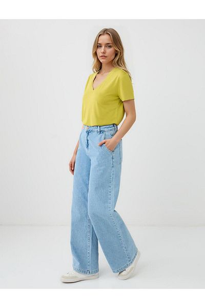 Jimmy Key Light Rodeo Regular Waist Wide Leg Belt Detailed Denim Trousers