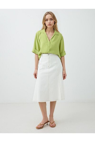 Jimmy Key Green Straight Cut Elbow Sleeve Short Woven Shirt