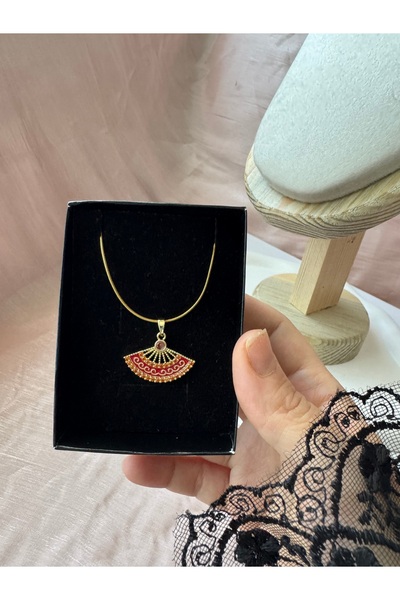 sahidesignatelier قلادة مروحة من الفولاذ المطلي بالزركون