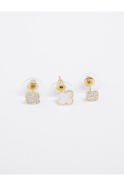Jimmy Key White Clover Figured Earring Set