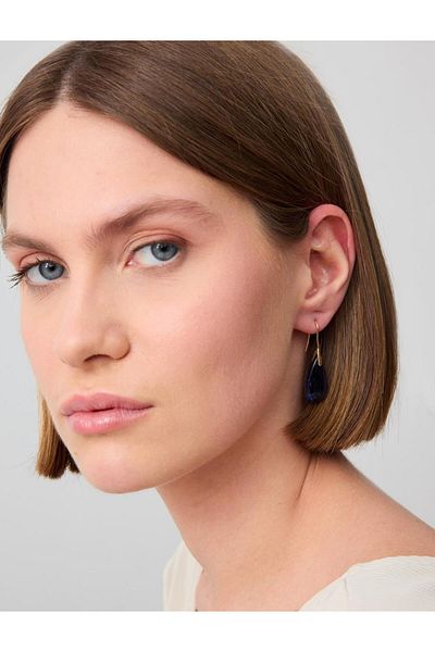Jimmy Key Blue Drop Figured Elegant Swinging Earrings