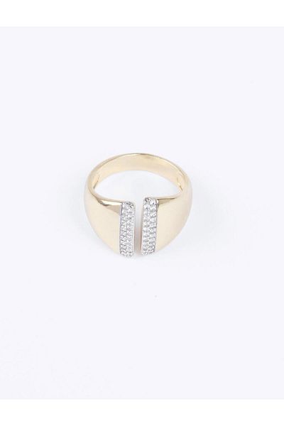 Jimmy Key Modern Cut Ring with Gold Color Stone Figure