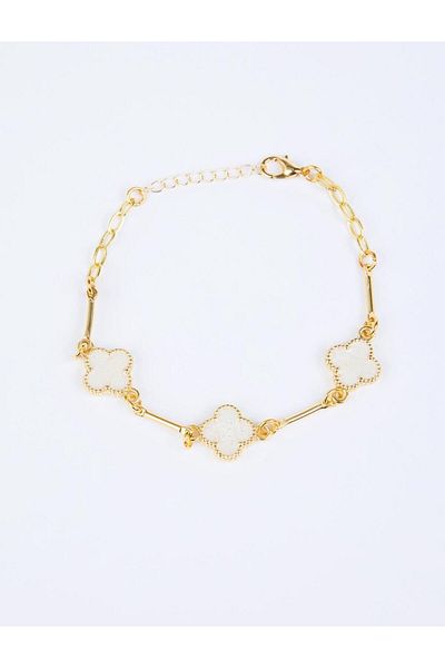 Jimmy Key White Clover Figured Shiny Bracelet