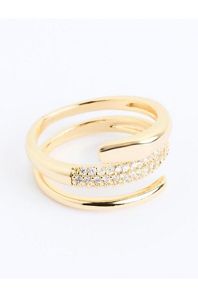 Jimmy Key Gold Color Shiny Stone Adjustable Ring