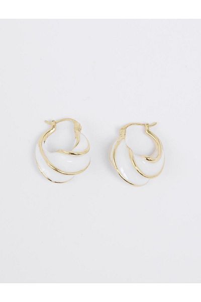 Jimmy Key White Spiral Patterned Elegant Earrings