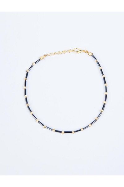 Jimmy Key Elegant Anklet with Gold Color Bead Detail