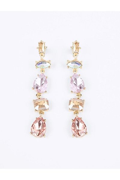 Jimmy Key Mixed Color Stone Detailed Dangle Earrings