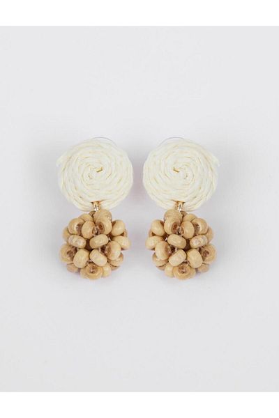Jimmy Key Beige Spiral Figured Hanging Earrings