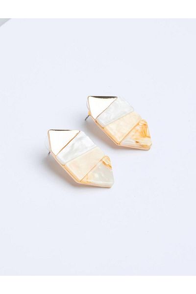 Jimmy Key Gold Color Color Block Asymmetric Patterned Earrings