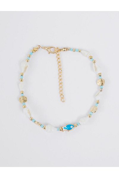 Jimmy Key White Fish Figured Seashell Detailed Anklet