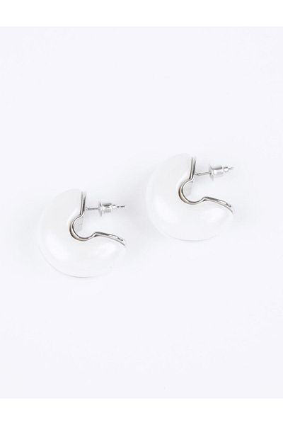 Jimmy Key Silver Color Thick Hoop Figured Earrings