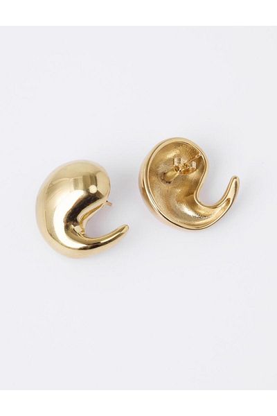 Jimmy Key Gold Color Curved Form Modern Earrings