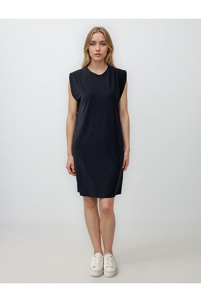 Jimmy Key Anthracite Round Neck Sleeveless Midi Knitted Dress