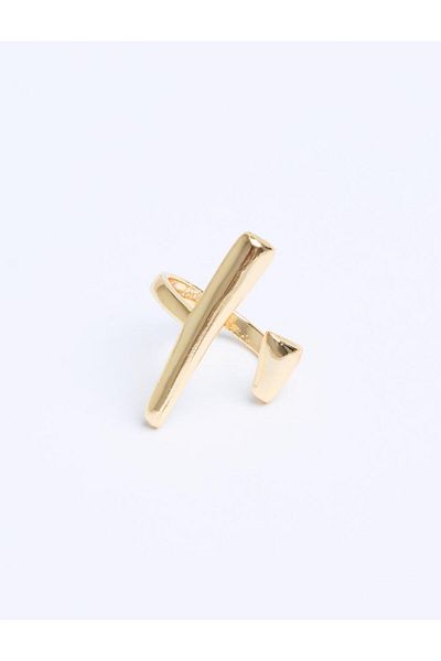 Jimmy Key Gold Color Minimal Line Figured Ring