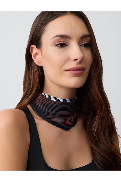 Jimmy Key Black Pleated Woven Scarf