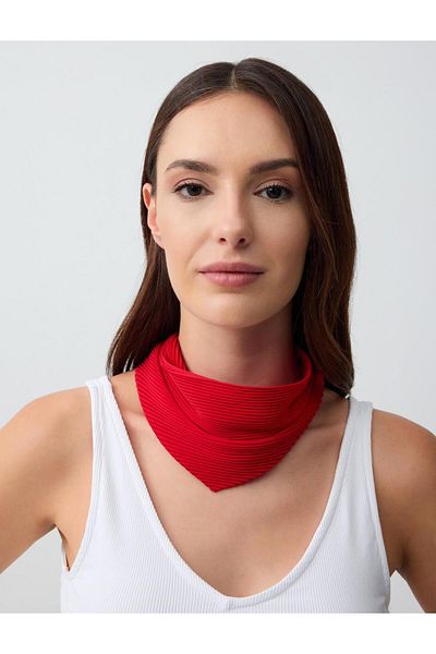 Jimmy Key Red Pleated Woven Scarf