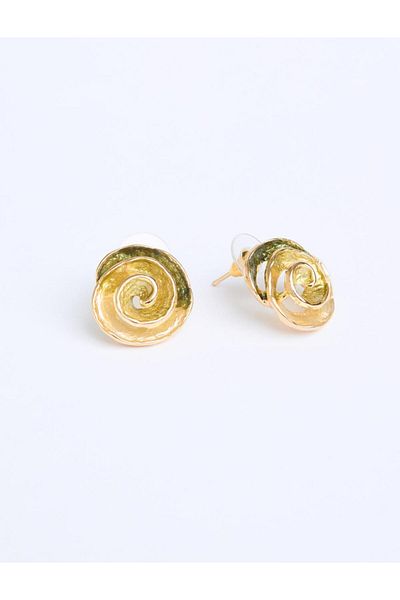 Jimmy Key Modern Earrings with Gold Color Spiral Detail
