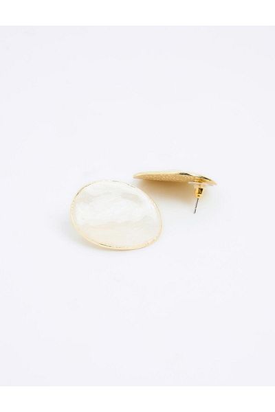 Jimmy Key White Modern Round Figured Earrings