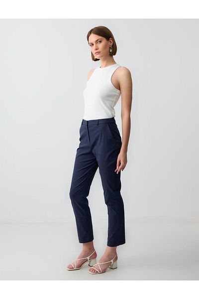Jimmy Key Navy Blue Normal Waist Normal Leg Woven Gabardine Trousers