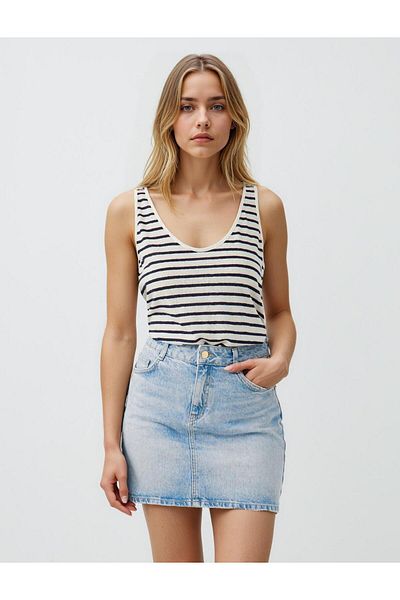 Jimmy Key Fusta mini din denim cu talie normală, 100% bumbac, cu croială dreaptă