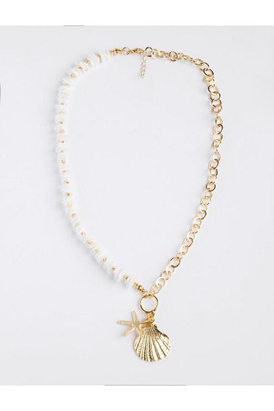 Jimmy Key White Seashell Figured Adjustable Necklace