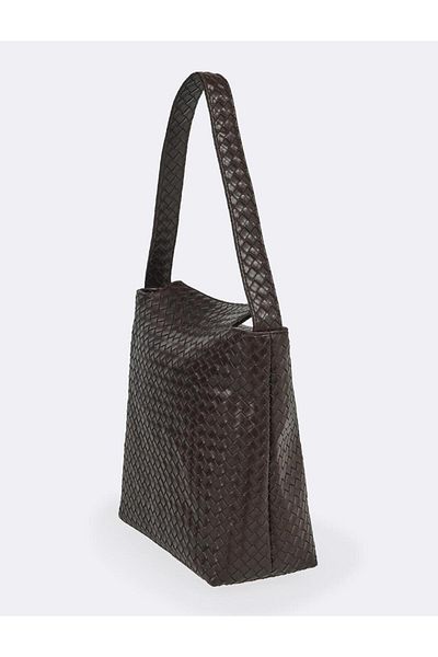 Jimmy Key Brown Knitted Patterned Leather Look Bag