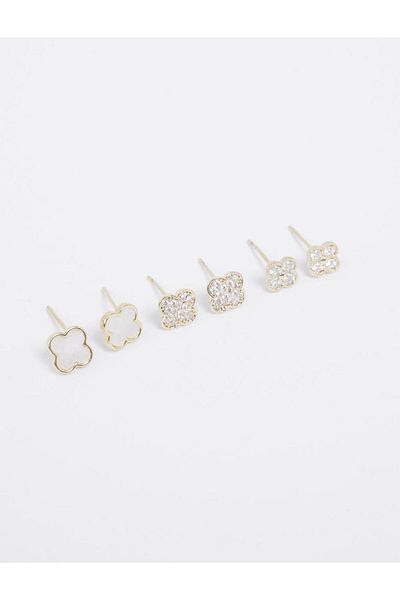 Jimmy Key White Clover Figured Earring Set