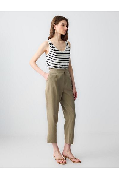 Jimmy Key Khaki Normal Waist Normal Leg Woven Trousers