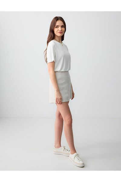Jimmy Key Stone 100% Linen Straight Cut Mini Shorts Skirt