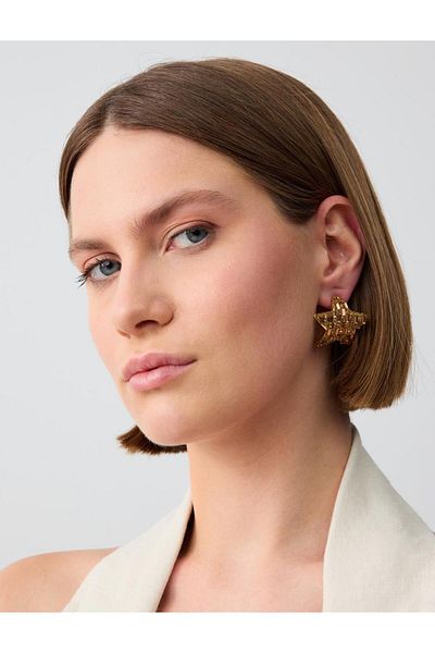 Jimmy Key Gold Color Big Star Figured Modern Earrings