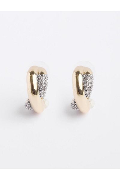 Jimmy Key Gold Color Glossy Half Hoop Dainty Earrings