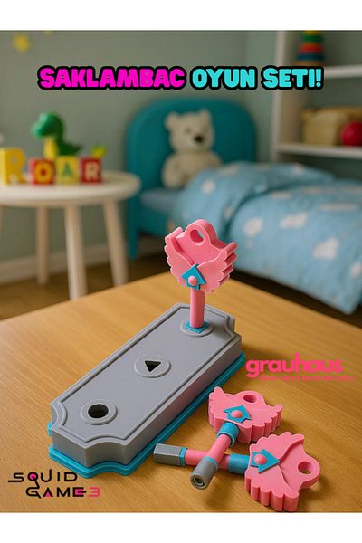 GRAUHAUS Squid Game 3 Hide-And-Seek 3-Key Set Square Round Triangle Game Set