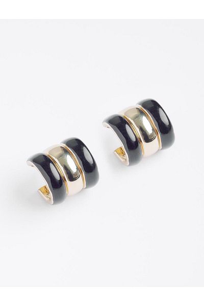 Jimmy Key Black Triple Spiral Patterned Earrings