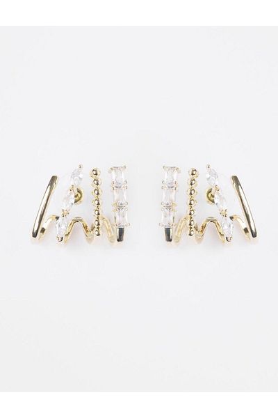 Jimmy Key Gold Color Spiral Pattern Earrings