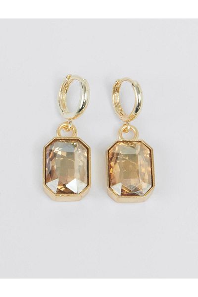 Jimmy Key Bright Steel Earrings with Orange Geometric Figures