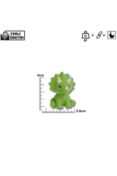 mmb Green Triceratops Keychain with Knitted Pattern – Tough and Heavy Plastic Figure |   Decorative Accessory