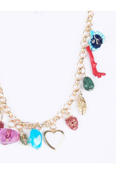 Jimmy Key Gold Color Multi Charm Adjustable Necklace