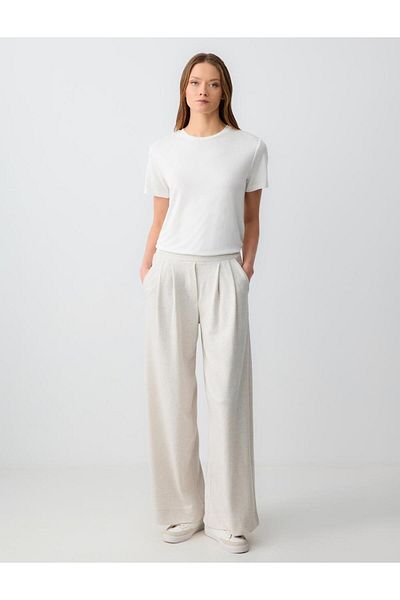 Jimmy Key Stone Relaxed Cut Loose Leg Regular Waist Linen Trousers