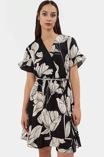 PayBuy Summer Mini Dress V-Neck Linen Look 85% Viscose Comfortable Casual Style Distinguished Material High Quality