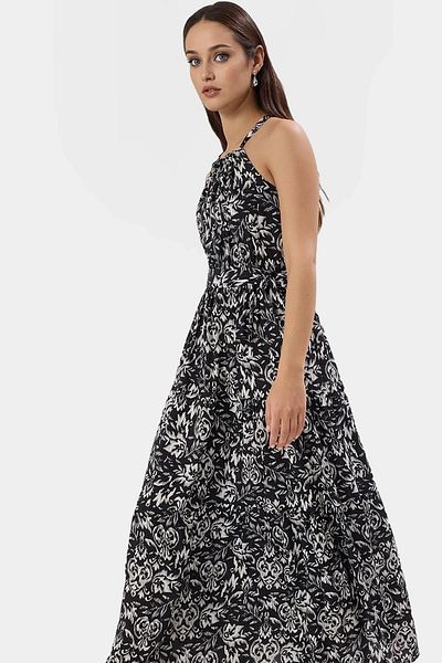 PayBuy A Line Maxi Viscose Blend Summer Dress Sleeveless Halter Neckline Design Stylish Look