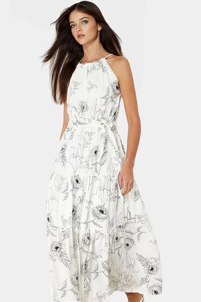 PayBuy A Line Maxi Viscose Blend Summer Dress Sleeveless Halter Neckline Design Stylish Look